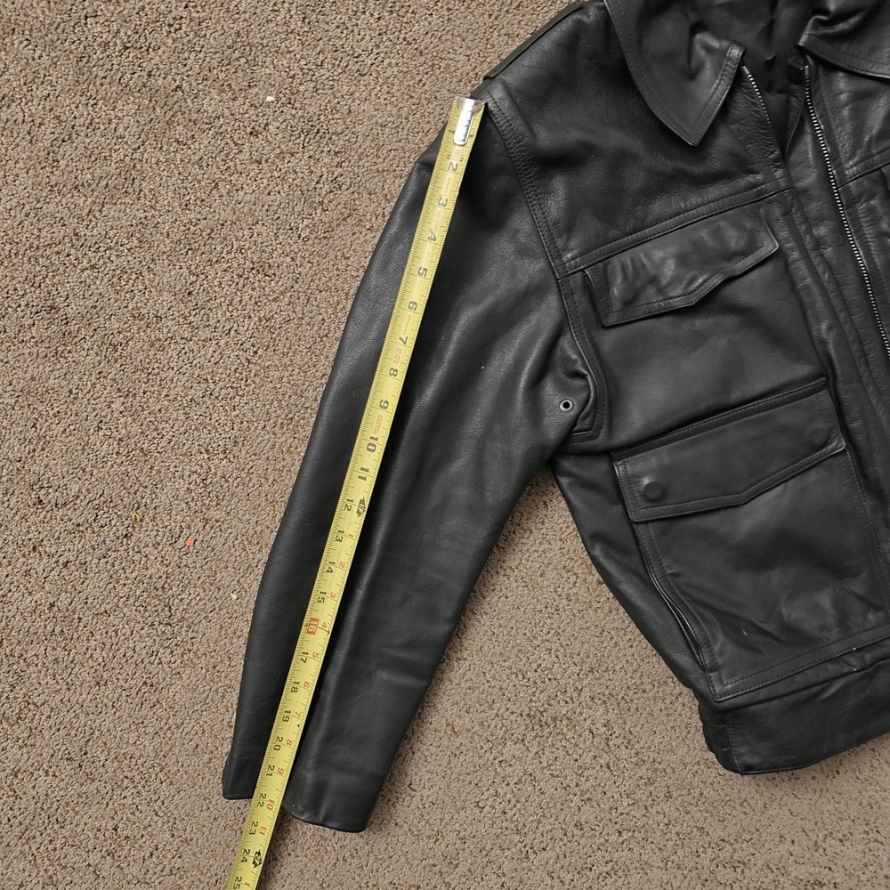 Vintage 80s German Polizei Police Leather Motorcycle Jacket 36 Black - Picture 12 of 13